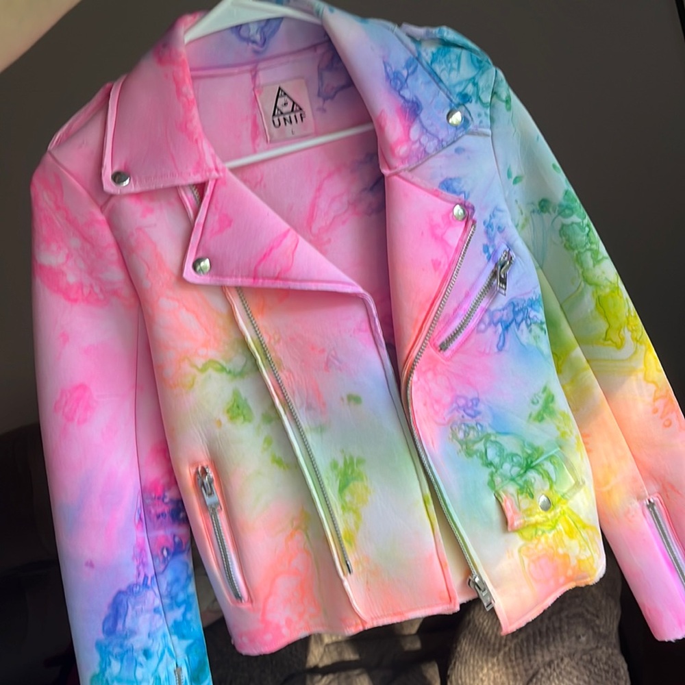 Unif tie dye moto jacket Large